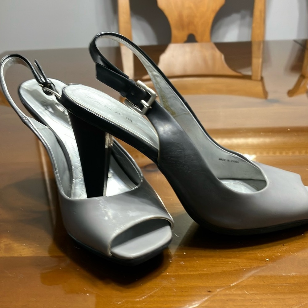 Tahari Gray and Black Stiletto Heels